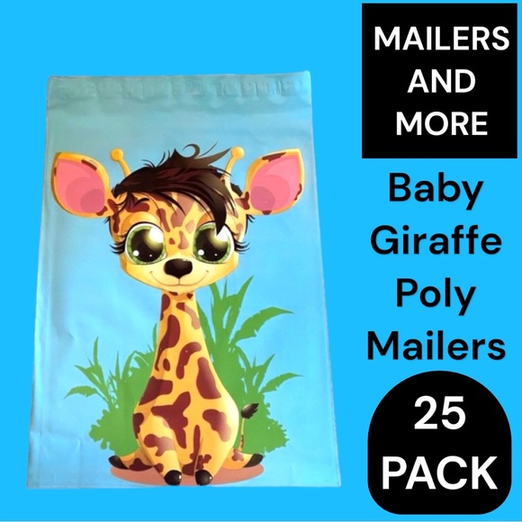 25 10X13 Poly Mailers Baby Giraffe PRICE IS FIRM - Picture 2 of 7
